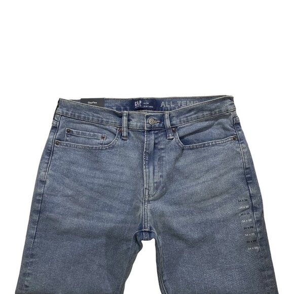 Gap Flex Slim Taper Men Light Wash Jeans Sz 34 x28 NWT Stretch Whiskered Denim - Picture 2 of 13